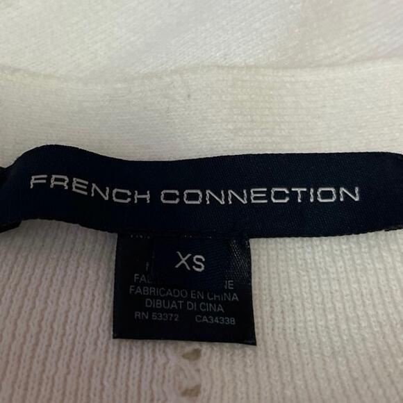 French Connection Leona Pointelle White Crochet Knit Crop Sweater Top Size XS - Picture 10 of 12